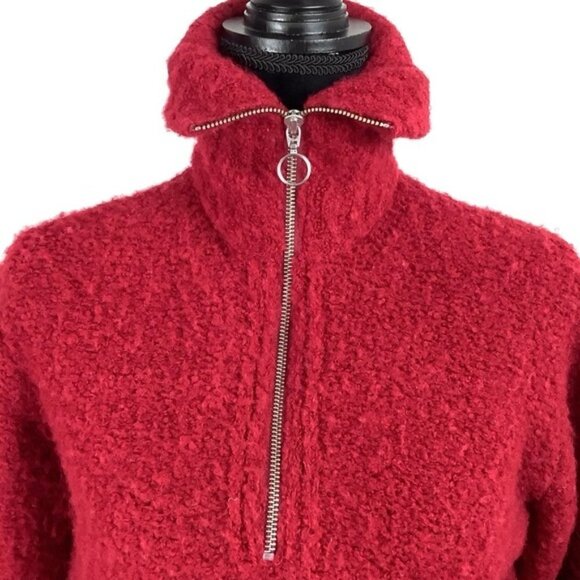 WILFRED GWYNETH RED ALPACA BLEND HALF ZIP SWEATER XXS - Picture 4 of 10